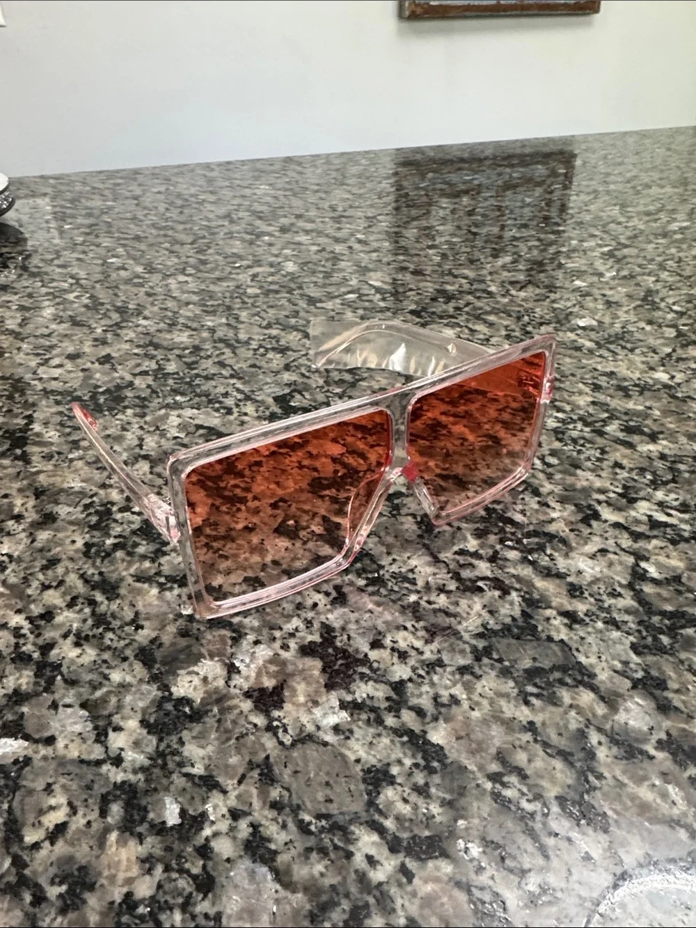 Oversized Transparent Pink Square Sunglasses